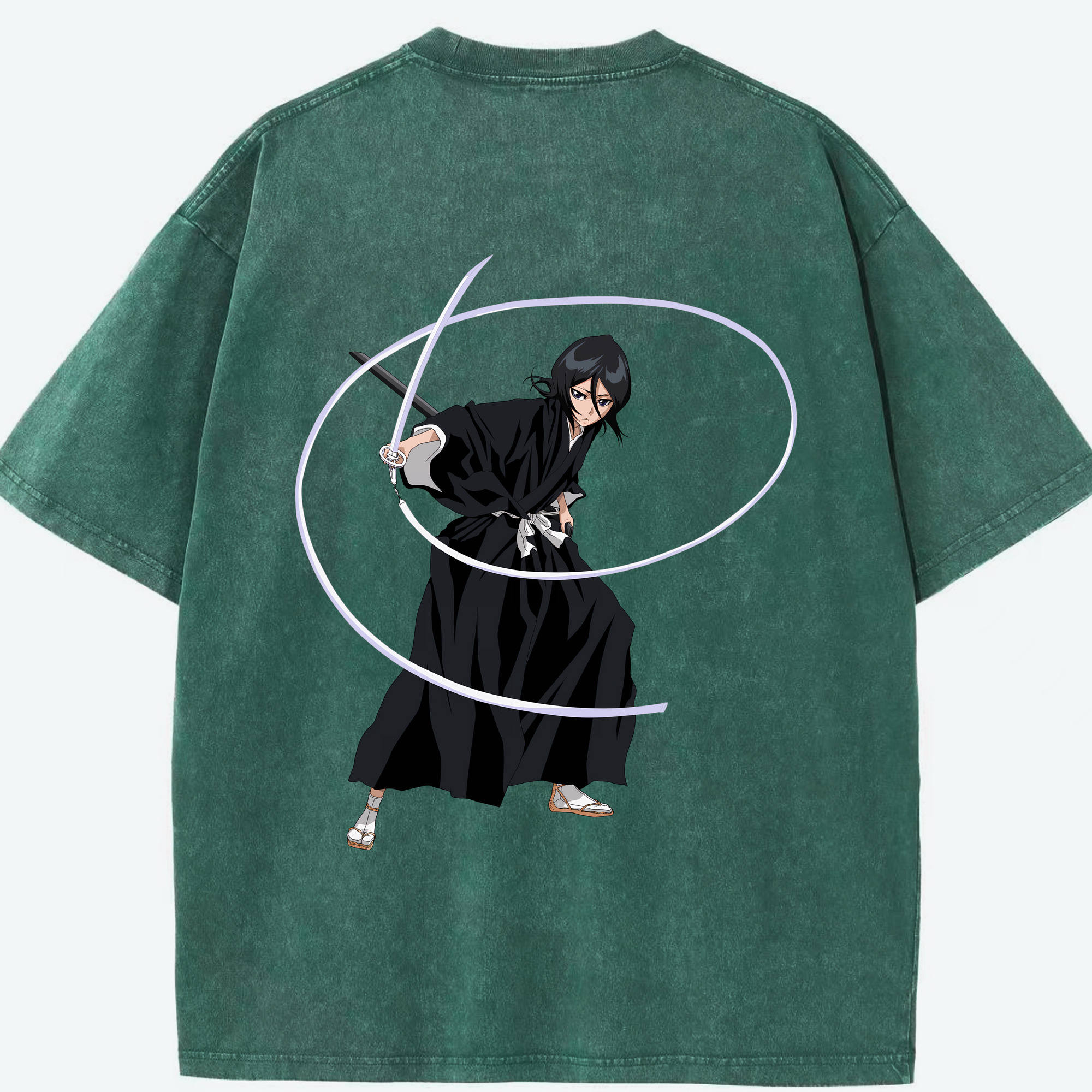 （画像用） ブリーチ 朽木ルキア BLEACH Kuchiki Rukia 綿100% ヴィンテージ風 半袖Tシャツ（背面プリント）